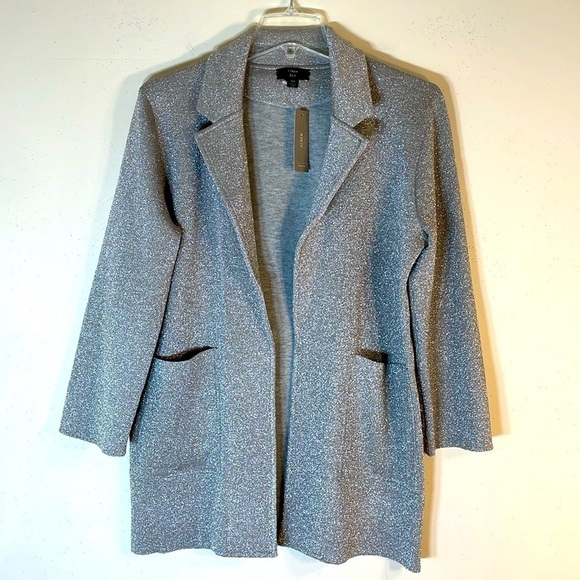 NWT. J. Crew 365 XS Glitter Merino Wool Blend Open Front Jacket Machine Washable - Picture 1 of 10